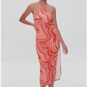 Forever 21 - Orange Marble Print Halter Midi Dress